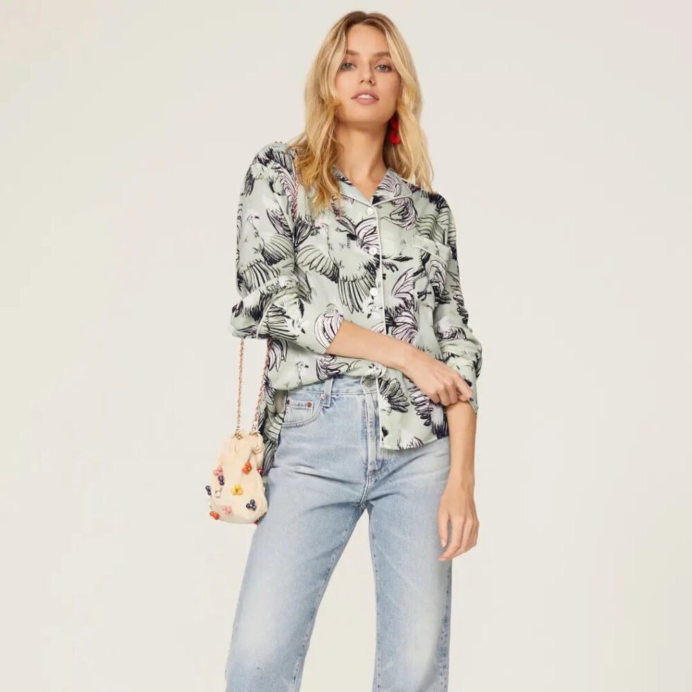 Rachel Antonoff Rooster Print Button-Up Shirt - XS